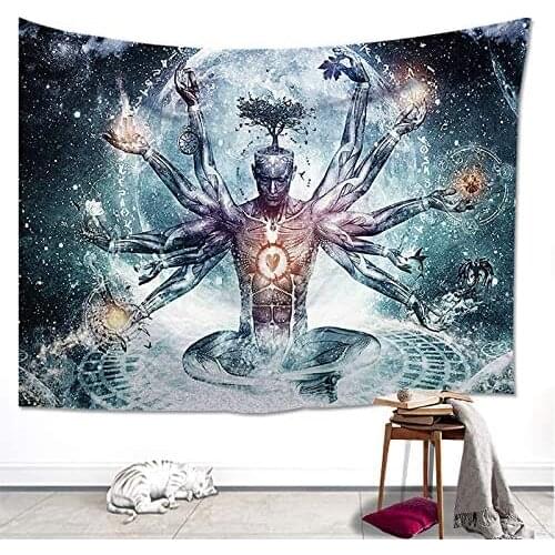 Bohemian Psychedelic Colorful Tree Trippy Tablecloth Chakra Art