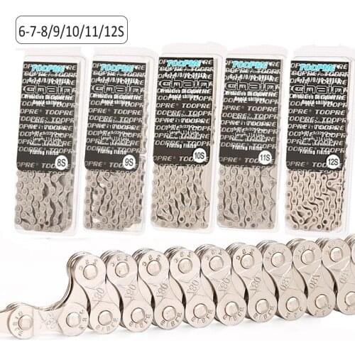 Mountain Bike Chain 6 7 8 9 10 11 12 Speed MTB Bike Electroplated Silver Chain Road Bicycle Chains Part 116 links