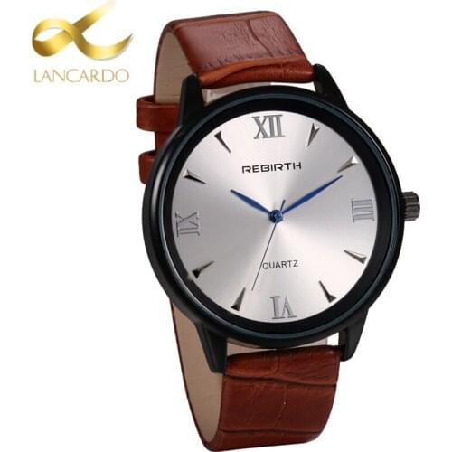 Lancardo Mens Watches Top Brand luxury Leather Watches Women & Mens Watch Business Casual Fashion Quartz Watches Heren Horloge