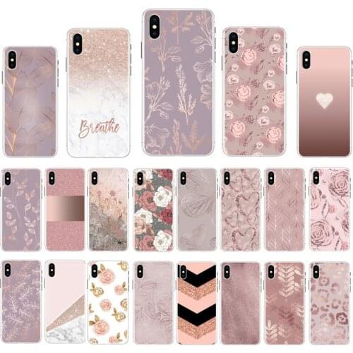 Rose Gold Hear Flower Phone Case For iphone 12 Pro Max Case For iPhone 11 Pro Max XS MAX XR SE2 8 7 6S Plus X 5