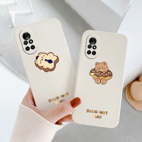 Cute Little Bear Phone Case For Huawei Nova8 8Pro 8SE Nova 7 7Pro 7SE 6 6se 5 5Pro 5Z 5I 5Ipro 5T 4 4E Liquid Silicone Cover