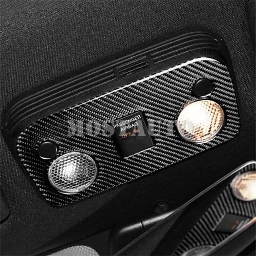 For Ford Mustang Carbon Fiber Car Roof Front Reading Light Trim Cover 2015-2019 1pcs Black/Red Car Decor Car Accesories Interior