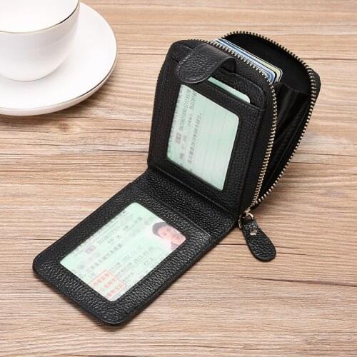 Mens Drivers License Multi-function Card Holder Rfid Leather Organ Card Case Ladies Wallet Zipper Coin Purse Wallet