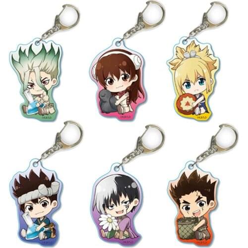 Dr.Stone Collection Keychain Cute Anime Figures Cosplay Acrylic Pendant Key Chain Cartoon Key Ring Holder Accessories Fans Gift