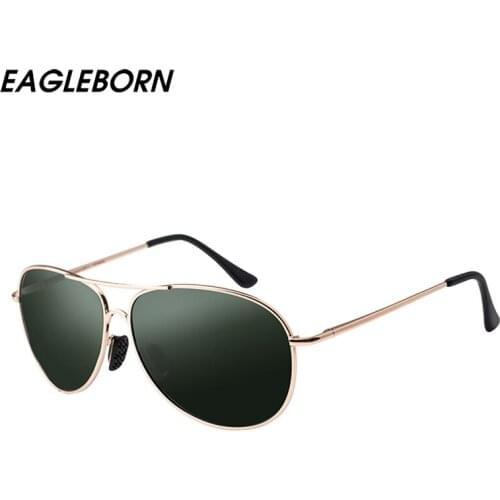 EAGLEBORN Brand Mens Vintage Pilot Mirror Sunglasses Polarized UV400 Lens Eyewear Accessories Male Sun Glasses For Men/Women