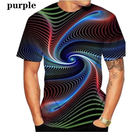 New 3D Vertigo Spin Pattern Print T Shirt Female And Male Personalized Summer Streetwear Loose Size Casual Wholesale Discount