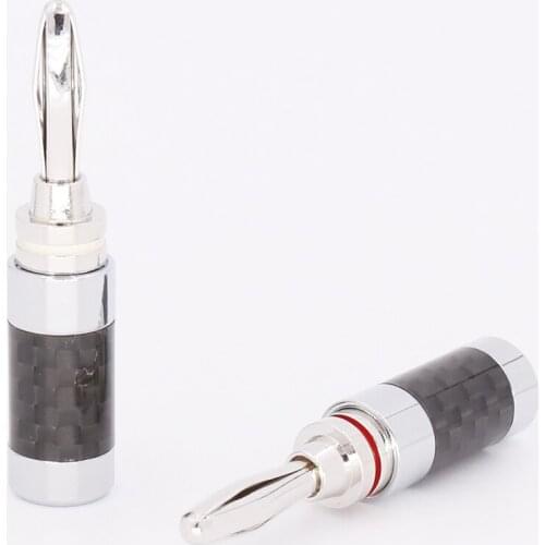 Hi-End Rhodium Plated Carbon Fiber Speaker Cable Banana Terminal Connector 8pcs