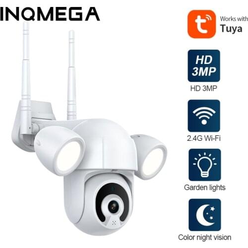 INQMEGA TUYA Wifi CAMERA Color Night Vsion Smart Cloud 3MP PTZ IP Camera OutdoorGoogle Home Alexa Surveillance CCTV Securit Cam