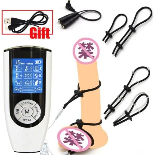 Electric Shock Penis Ring,Male Scrotum Electro Stimulator,Penis Massager,Delay Ejaculation Cock Rings Sex Toys Male Masturbator