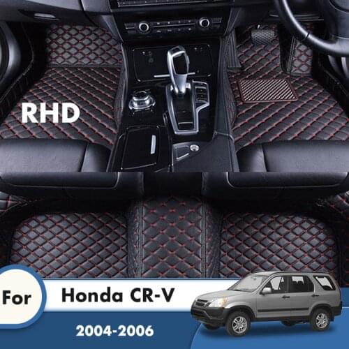 RHD Leather Car Floor Mats For Honda CR-V 2006 2005 2004 Auto Interiors Accessories Car Styling Custom Carpets Leather Foot Pads
