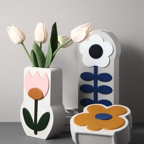 Creative Ceramic Vase Flower Crafts Minimalist Flowerpot Aesthetic Cute Room Wedding Living Home Decoration Accessories