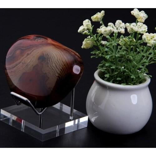 P15D Crystal Mineral Display Stand Clear Acrylic Triangle Display Holder Easel Stands