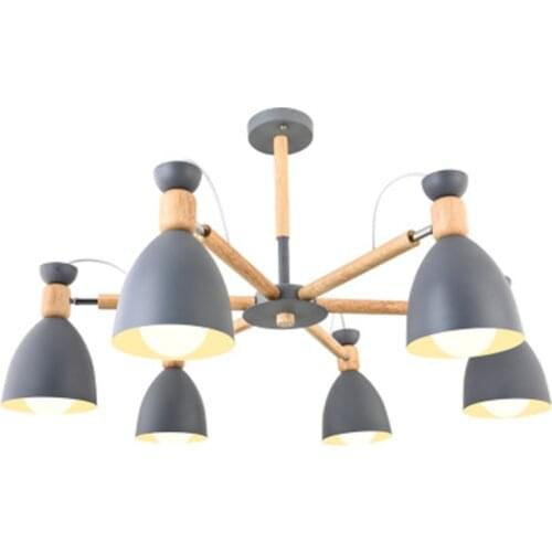 Nordic modern minimalist solid wood chandelier E27 220V kitchen living room bedroom apartment bedroom restaurant chandelier lamp