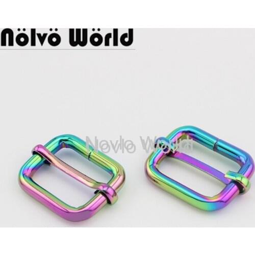 Nolvo World 5-20-100pcs 20*19mm 3/4", 26*19mm 1" Iridescent rainbow buckles metal turn buckle backpacks belt slider adjusted