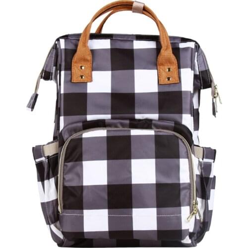 Mommy Backpack Travel Custom Multifunctional High Quality Plaid Buffalo Diaper Bags Large Capacity Mom Bag