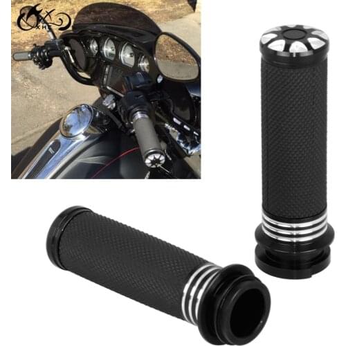 Motorcycle Black Left & Right 1" Electronic Throttle Hand Grips Fit For Harley Touring Road Electra Street Glide FLHX FLTR FLHR