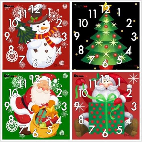 Full Diamond Painting Cross Stitch kit Santa Claus With Clock Mechanism Mosaic 5D Diy Square Round 3d Embroidery Gift Christmas