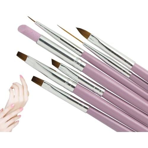 2019 7Pcs Nail Brush Set UV Gel Gradient Liner Acrylic Painting Pen Cuticle Pusher Manicure Tool Kit