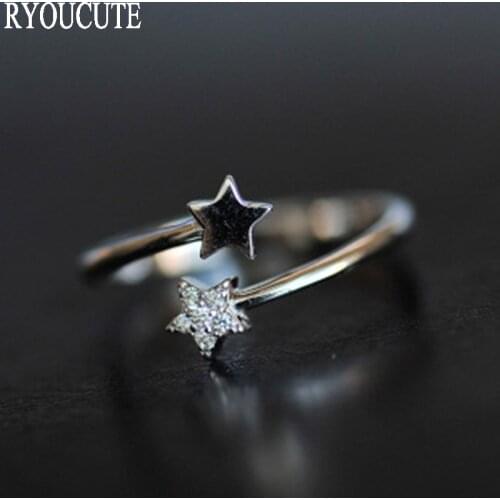 New Arrivals Silver Color Crystal Star Rings for Women Adjustable Rings Fashion Wedding Jewelry