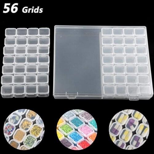 New 28/56/224 slot diamond embroidery plastic storage box diamond painting nail tool rhinestone tool bead storage box