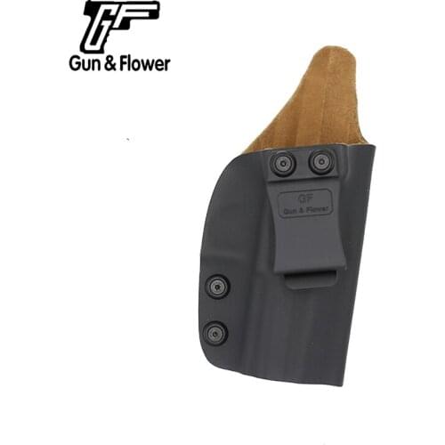 Gun&Flower CZ 75 P07 Pistol Kydex Lined Leather IWB Concealment Holsters with Plastic Belt Clip Right Hand