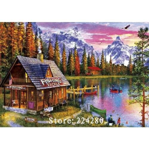 Needlework,The lake Villa fishing Scenic 14CT Counted Embroidery,Set DIY Cross stitch kits,Art Pattern Cross-Stitching decor