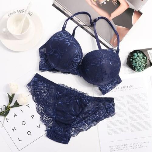 Sexy Lace Bra Set Women Underwear Set Push Up Bra Set Sexy Lcae Briefs Lingerie 3/4 Cup 70B 75B 80B Hot