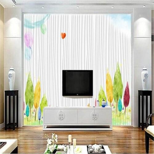 Modern Geometric Lines Wallpapers for Walls 3D White Bkue Tree Photo Murals Wall Papers for Living Room Bedroom Home Decortion