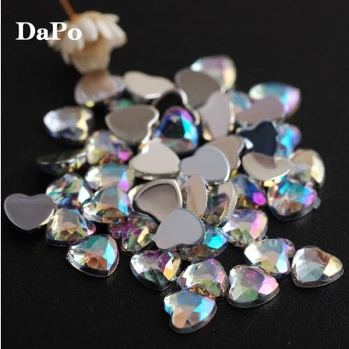 6mm 500Pc Rhinestone Crystal AB Heart Surface Flat back Transparent Acrylic Strass Clothing Jewelry Wedding DIY Rhinestones
