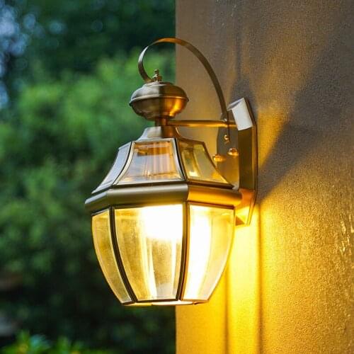 Retro Outdoor Wall Light Outdoor Courtyard lighting Waterproof Wall Lamp Landscape light E27 street Wall Lamp Villa Copper Lamp