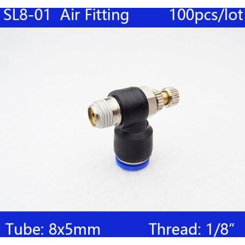 HIGH QUALITY 100Pcs 8mm Push In to Connect Fitting 1/8" Thread Speed Flow Controller Air Valve SL8-01