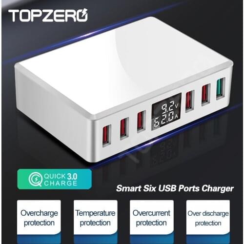 6 Ports QC 3.0 USB Charger Station 40W LCD Display Fast Charger For iPhone 12 X 11 Pro xiaomi USB Adapter Phone Charger Stand