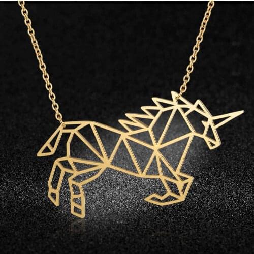 100% Stainless Steel Animal Unicorn Fashion Necklace for Women Female Trendy Jewelry Wholesale Unique Design Pendant Necklaces
