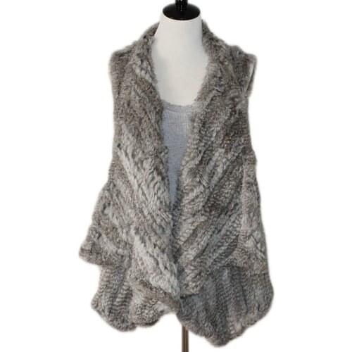 New Quality New Fashion Real Knitted Rabbit Fur Vest, Real Fur Vest, Genuine Rabbit Fur Waistcoat Rabbit Fur Gilet Hot Sale