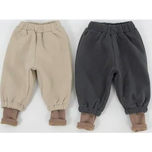 Winter Warm Pants for Boys Girls False Two Pieces Casual Pant Autumn Cotton Thicken Fleece Trousers Baby Kids Clothing 3-7 Years