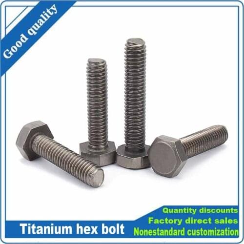 1Pc M4 M5 M6 M8 M10 Pure Titanium TA2 Metric Threaded External Hex Hexagon Head Cap Screw Bolt Thread Dia 4/5/6/8/10mm DIN933