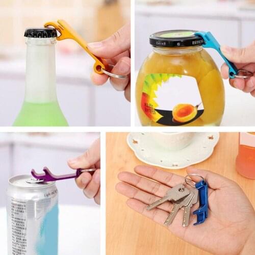 2PCS 4 In 1Portable Bottle Opener Key Ring Chain Keyring Party Tool Kitchen Keychain Accessories Bar Beer Metal S4D8