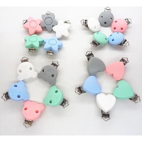 20PCS BPA Free Silicone Baby Pacifier Dummy Teether Chain Holder Clips DIY Soother Nursing Teething Accessories Clips Food Grade