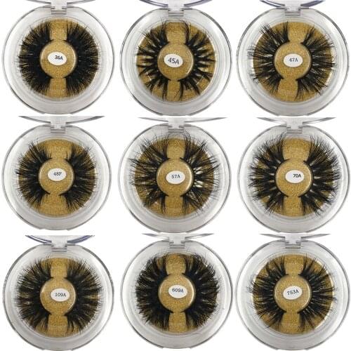 25mm Long Lashes 100% Retail Style 3D Real Mink Eyelash Round Case Fluffy And Soft Lashes False Eyelashes