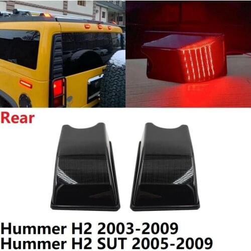 2X Smoked Lens Rear Red Led Cab Roof Lamp Side Marker Lights for Hummer H2 2003-2009 SUT 2005-2009 15060524