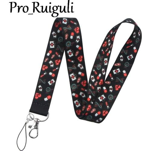 30pcs House M.D Lanyard Keys Phone Holder Funny Neck Strap With Keyring ID Card DIY Animal webbings ribbons Hang Rope