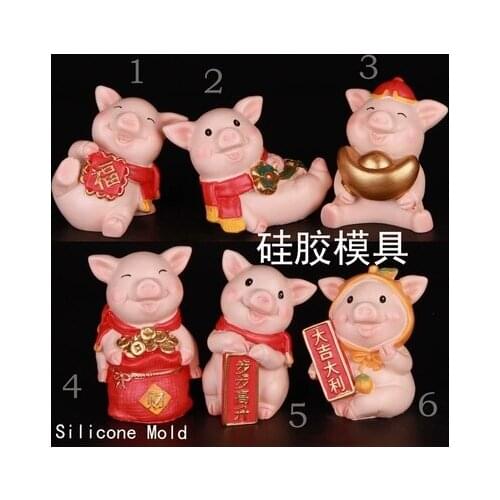 3d Silicone Mold Handmade Soap Molds Candle Mould Festive Pig Zodiac 6 Styles Sugar Art Chocolate Fondant Gypsum Salt Carving to