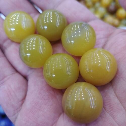 5pcs Pure natural crystal light yellow agate ball aura healing