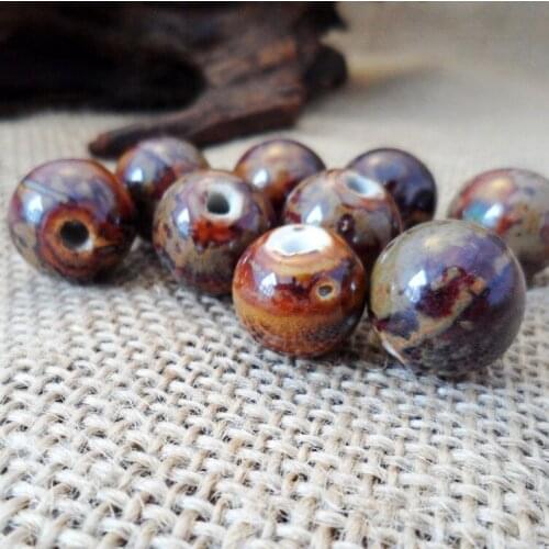 5pc/set Ceramic Loose Beads 16mm Flower Glaze Kiln Change Coffee Jewelry Accessories Woven Beading Material Diy Manual