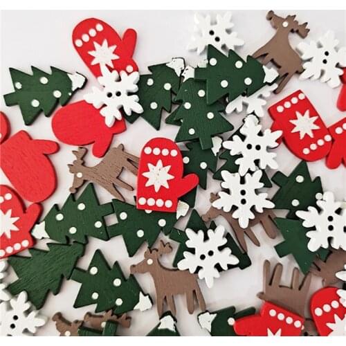 50/100PCS Wooden Christmas Ornaments Kids Toys For Chirstmas Tree Hanging Pendants Xmas Decoration For Home Party New Year Noel