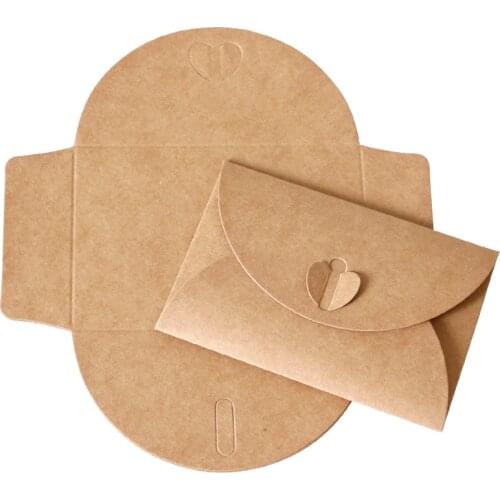 50pcs 7.1x10.5cm Kraft Heart Shape Paper Envelope Wedding Party Invitation Paper Gift Bags Greeting Cards Cover Paper Bags