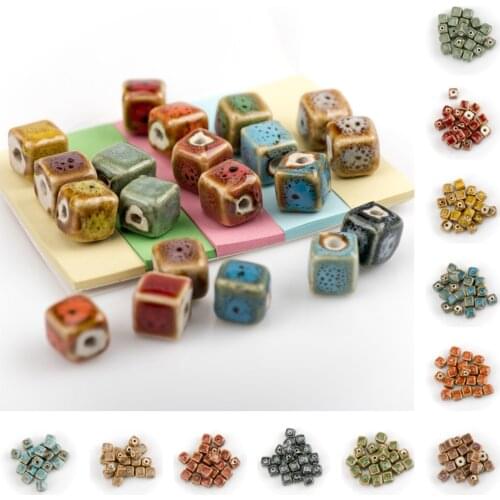 8# 10# 20pcs Square Shape Porcelain Ceramic Bead For Jewelry Making DIY flower Jewlery&Accessories ceramics beads #A519C