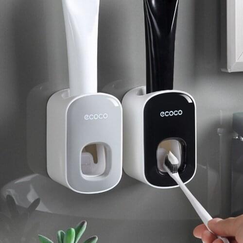 Automatic Toothpaste Dispenser Wall Mounted Toothpaste Squeezer Dust-proof Toothbrush Holder Rack Bathroom Accessories