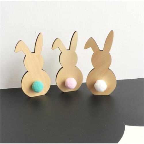 INS Rabbit Wooden Ornaments Nordic Style Childrens Room Decoration Wood Craft Kids Toys Gifts Nursery Decor Photography Props