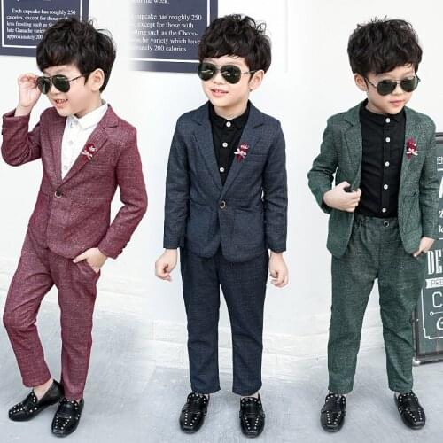 Yauamdb Kid Blazers Autumn Winter Boys 4-13y Suits Cotton Childrens Solid Clothing Coat+Pant 2pcs Casual Pocket Sets Y73